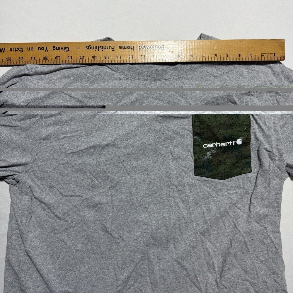Carhartt Pocket T Shirt Mens 2XL Grey Relaxed Fit Camo Chest Pocket 105352 HGY - Picture 2 of 10